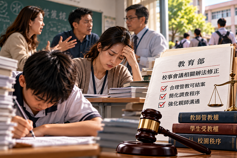 學生遲到被罰寫，家長提告求償逾200萬元！老師現在到底還能不能管學生？教育部修正校事會議制度，合理管教可依規定結案，試圖減少教師遭不當申訴的壓力。但家長怕孩子受委屈、老師怕一管就被告，這場教師管教權與學生受教權的拉鋸，真的能靠新制解決嗎？