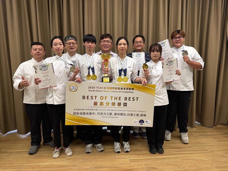中臺科大食科系獲TCAC國際廚藝競賽3金2銀。