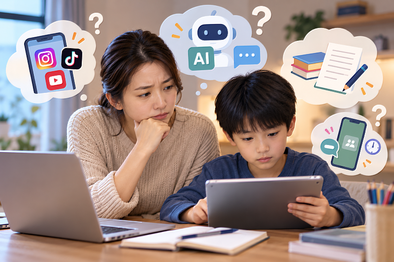 孩子不碰AI怕跟不上時代，太早接觸又擔心過度依賴，現代爸媽該怎麼選？隨著ChatGPT、社群平台與智慧型手機逐漸融入學習及日常生活，家長面對的已不只是螢幕使用時間問題，更包括哪些功能可以開放、什麼年齡適合接觸，以及如何陪伴孩子認識AI。從禁止使用到適度開放，每個家庭都有不同考量，也讓數位時代的親子教育面臨新的挑戰。圖片來源：Cloudmax 匯智／AI生成示意圖