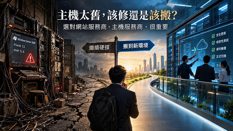 Cloudmax匯智提醒,主機搬遷的成本不能只看新主機租金,還要計入程式相容性調整、測試、切換與後續維護。對老舊系統而言,能不能持續獲得安全更新,往往比單純維持現在能用更重要。