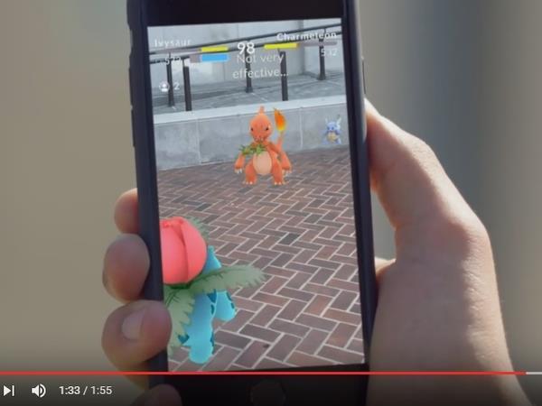 Pokemon Go遊戲爆紅，取自YouTube。