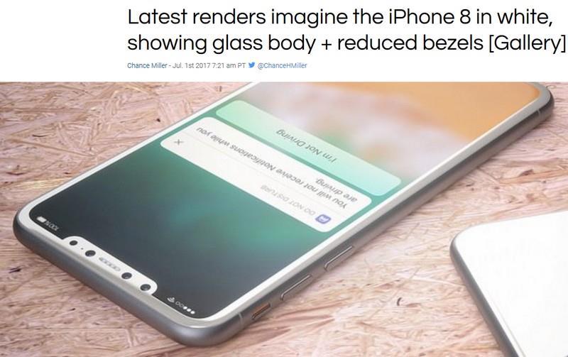 國外科技網站9To5Mac報導，設計師哈耶克描繪出據稱是iPhone 8白色和銀色機身的想像圖。（圖取自9To5Mac網站9to5mac.com）