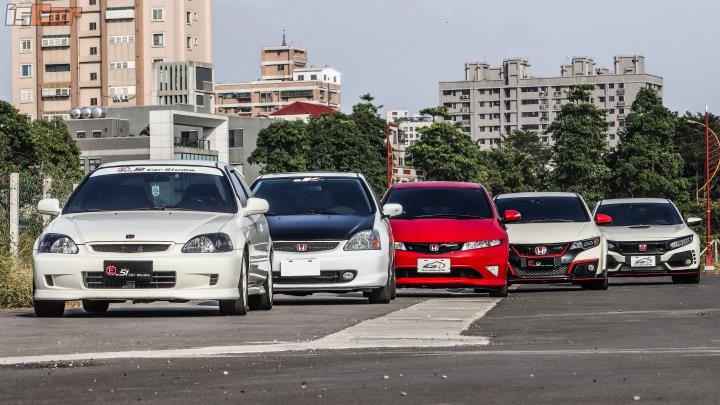 Civic EK9、EP3、FN2、FK2、FK8，五代同堂火力展演