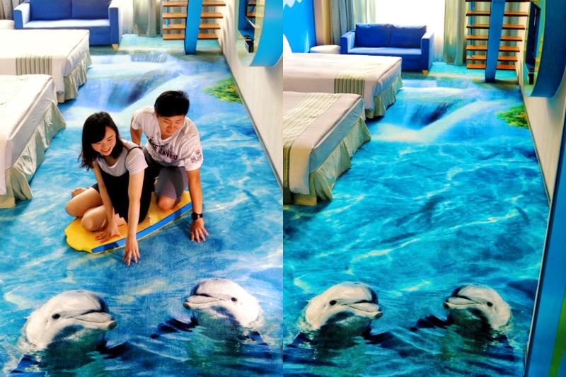 統一渡假村墾丁海洋體驗樂園推出「海洋親子主題房」。(圖為奇幻瀑布)