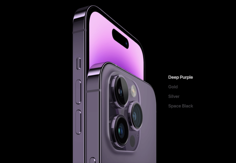 iPhone 14 Pro提供深紫色。（圖取自蘋果網頁apple.com）
