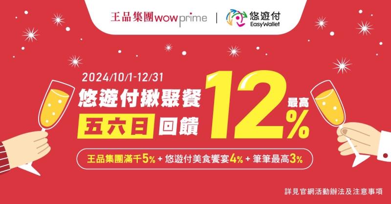 揪聚餐到王品餐飲 悠遊付最高享12%回饋金