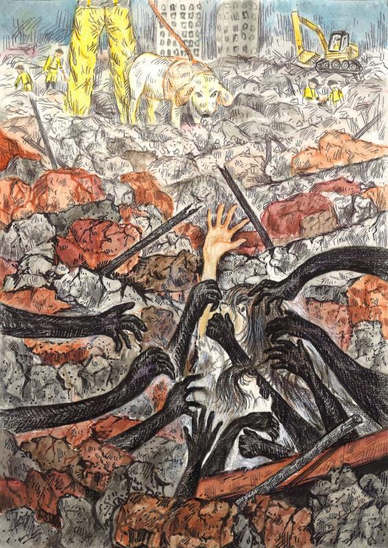 圖五：獲得優選的安康高中徐可芯作品〈震殤〉。