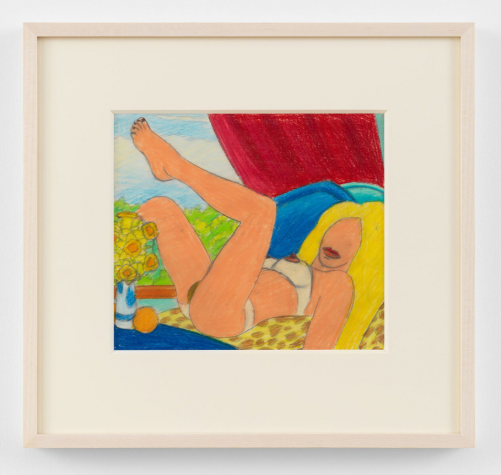 (Tom Wesselmann, “Study for Great American Nude #95”, 1967-75, Signed lower left, Pencil and colored pencil on paper, 22.2 x 25.4 cm. © 2025 The Estate of Tom Wesselmann _ Artists Rights Society (ARS), New York. I)