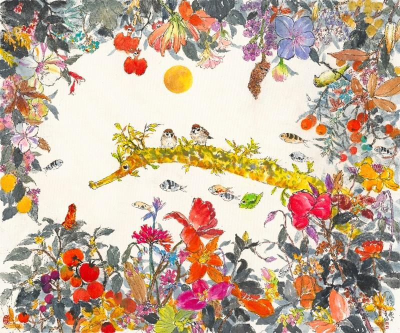 出遊，202508，水墨設色宣紙，97x80.5cm