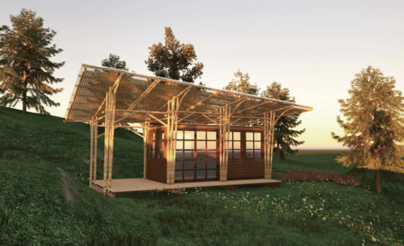 竹構微型屋 Tiny House，從竹亭走向竹屋，探索未來居住可能。
過去多年來，台灣竹構發展多以亭子、棚架或公共裝置為主，但若要讓竹真正走入日常生活，「居住空間」將是不可避免的重要課題。由臺灣竹會與林業及自然保育署合作推動的竹構微型屋計畫嘗試發展符合當代生活需求的竹構住居原型。
這座微型屋透過模組化設計概念可依需求擴充組合成更大的生活空間；建築外殼則運用雙層屋頂設計，形成自然通風散熱的空氣層，以回應台灣高溫潮濕的氣候條件。牆體內部更結合竹材與泥土填充技術，提升隔音與隔熱性能，探索竹構建築作為實際居住空間的可能性。
