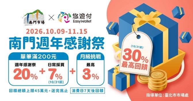 南門市場週年感謝祭熱鬧登場 最高30%回饋金等你拿