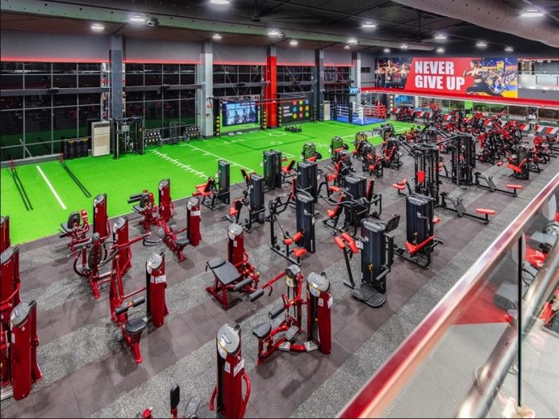 World Gym weight training zone.