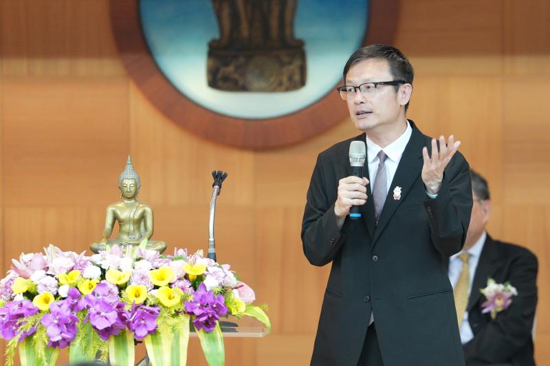 新北市教育局長張明文於華梵大學36週年校慶典禮致詞。