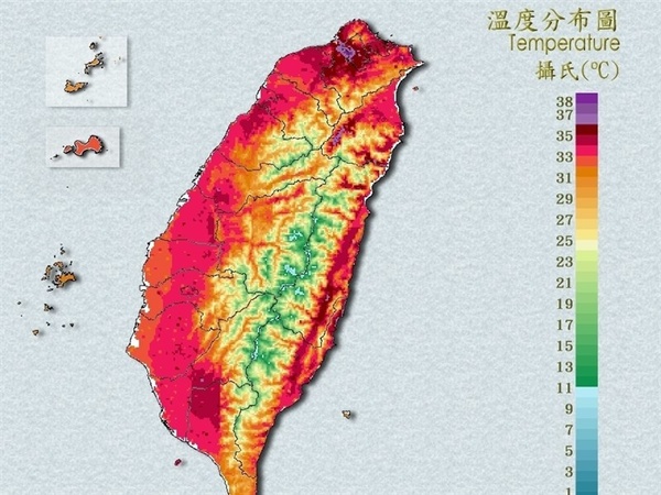 台灣本島僅新竹市沒高溫燈號 台北社子飆38.1度