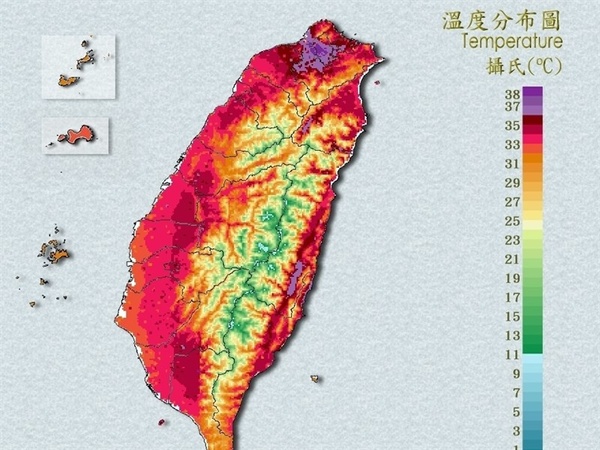 台灣本島僅新竹市沒高溫燈號 台北社子飆38.6度