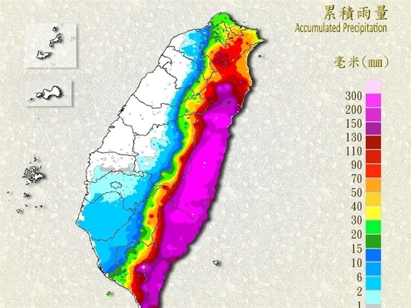 颱風杜蘇芮估深夜陸警範圍擴及台中 花蓮屏東累積雨量破300毫米