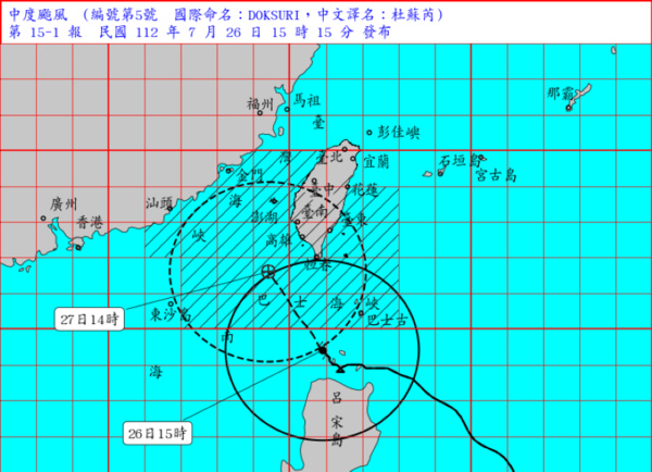 颱風杜蘇芮擴大陸警威脅雲林以南 西南部27日晚上防劇烈風雨