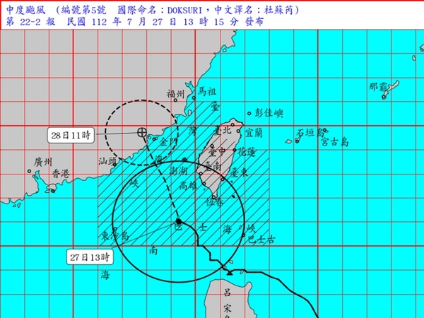 颱風杜蘇芮逼近 金門28日停止上班上課