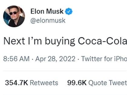 馬斯克收購推特後 稱想買下可口可樂、加回古柯鹼配方