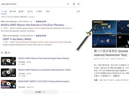 Google搜尋關鍵字有彩蛋 慶NASA成功試撞小行星
