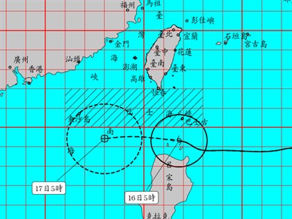 颱風尼莎估持續增強 16及17日雨勢最大