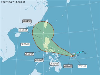 颱風奈格估將北轉不排除發海警 28日起北部東部防雨