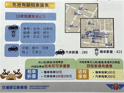 春節台東疏運亮點 公路總局推在地有腳租車優惠