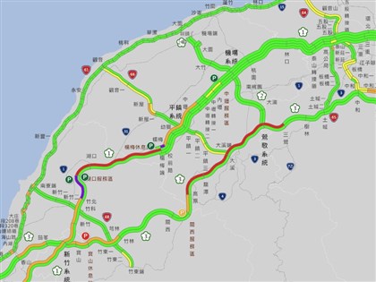 初二國道路況 上午部分路段紫爆車速不到20公里