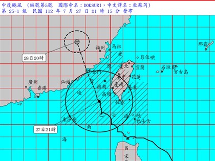 颱風杜蘇芮估28日金門附近登陸中國 下半天台灣降雨趨緩