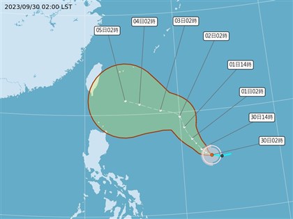 颱風小犬生成發陸警機率高 10/4後影響台灣東半部降雨增加