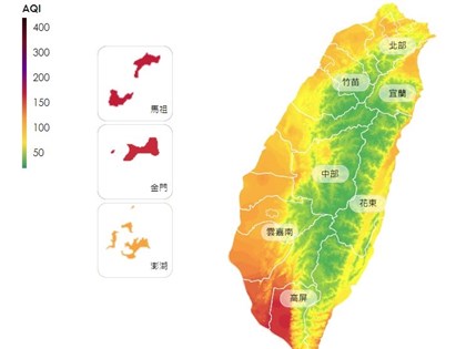 境外污染物移入 高雄屏東等7地空氣品質亮紅燈