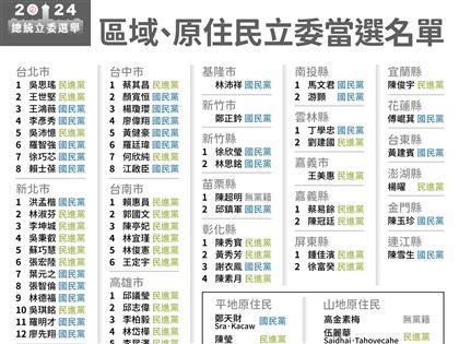 2024選舉開票結果 區域立委當選完整名單
