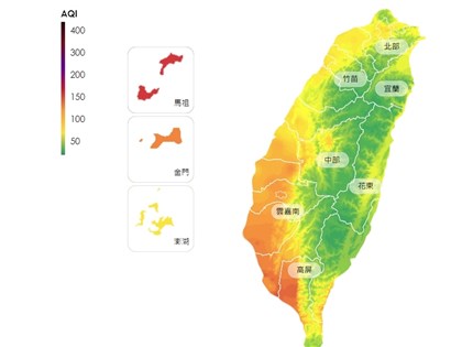 空品中南部空污物易累積 雲嘉南高屏及金門亮橘燈