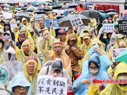 立法院續審國會職權修法 民眾雨中表達訴求