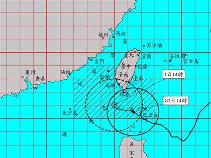 颱風山陀兒暴風圈接觸台東恆春 估中心10/2登陸南端