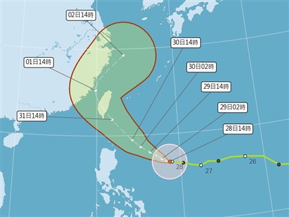 颱風康芮增強長胖直撲台灣 估登陸台東機會大最快29日發海警