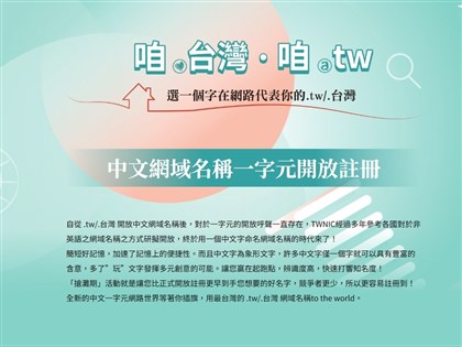 台灣國碼域名開放一字元中文註冊 蛤、貓、金都能當網址