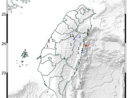 花蓮近海地震規模4.3 最大震度3級