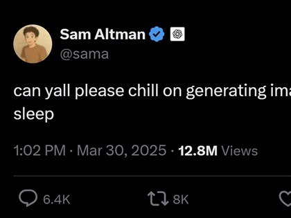 OpenAI生成吉卜力圖像掀熱潮 執行長：團隊需要睡眠