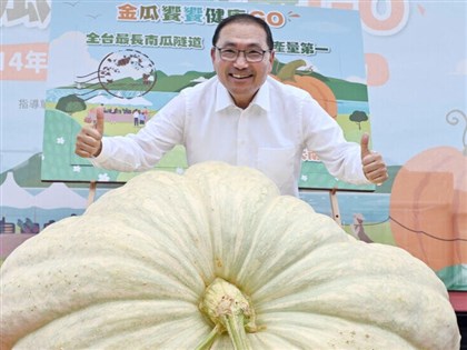 淡水農友種出732台斤超大南瓜 起重機才搬得動