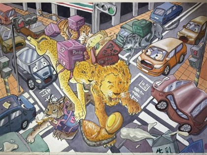 外送員化身猛獸穿梭街頭 文大生漫畫作品獲特優