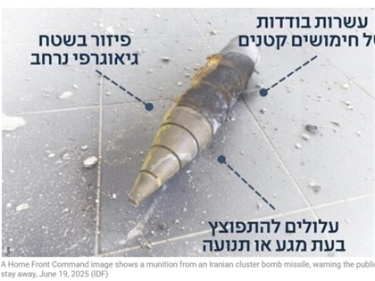 以色列：伊朗發射飛彈內裝集束彈藥攻擊平民