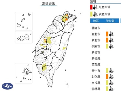 大台北等11縣市亮高溫燈號 彰化花壇36.6度