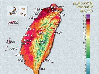 午後高溫擴至19縣市 桃園蘆竹飆39.1度