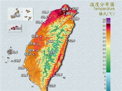 雙北宜蘭亮高溫燈號　北市社子飆38.3度