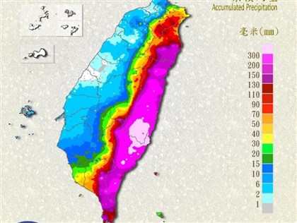 連日降雨　台東累積雨量達620毫米、花蓮逾520毫米