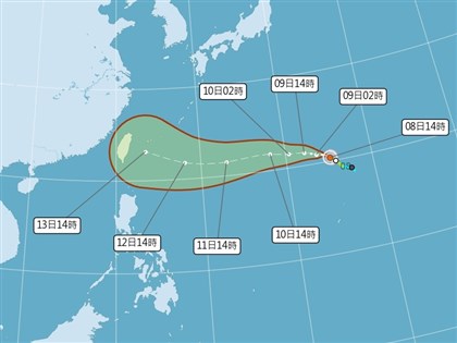 颱風楊柳路徑北修不排除通過台灣　可能12日發海警