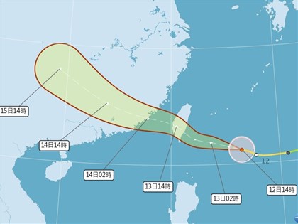 颱風楊柳估13日中午登陸台東　陸警增苗栗台中澎湖