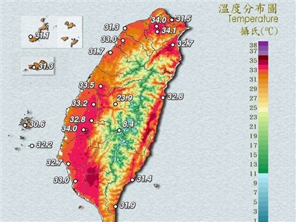 北市內湖中午達37.9度　高溫範圍擴大為9縣市