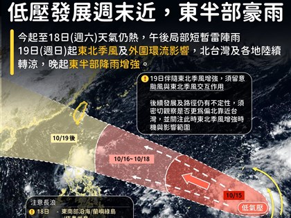 19日起連3天共伴效應降雨機率高　北部東部防豪雨